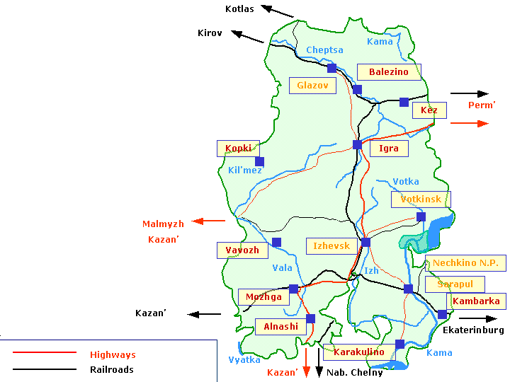 Udmurt Republic — Map of attractions