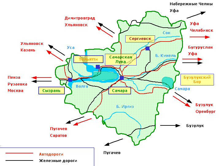 Схема достопримечательностей Самарской области